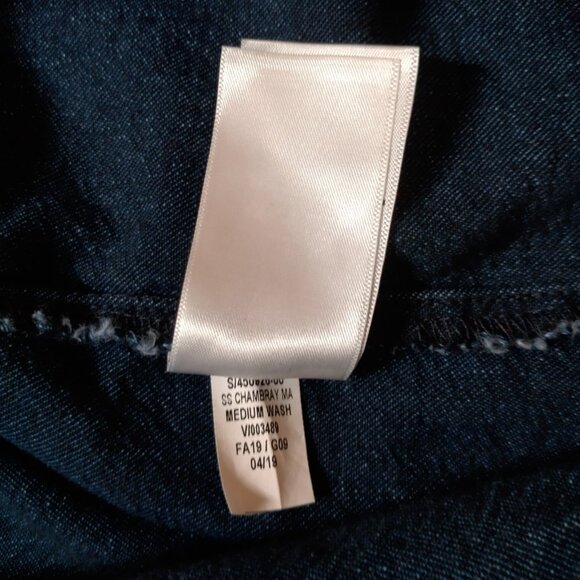 Old Navy Chambray Dress XS Dark Wash Blue Denim Button Up Short Sleeve - Picture 8 of 9